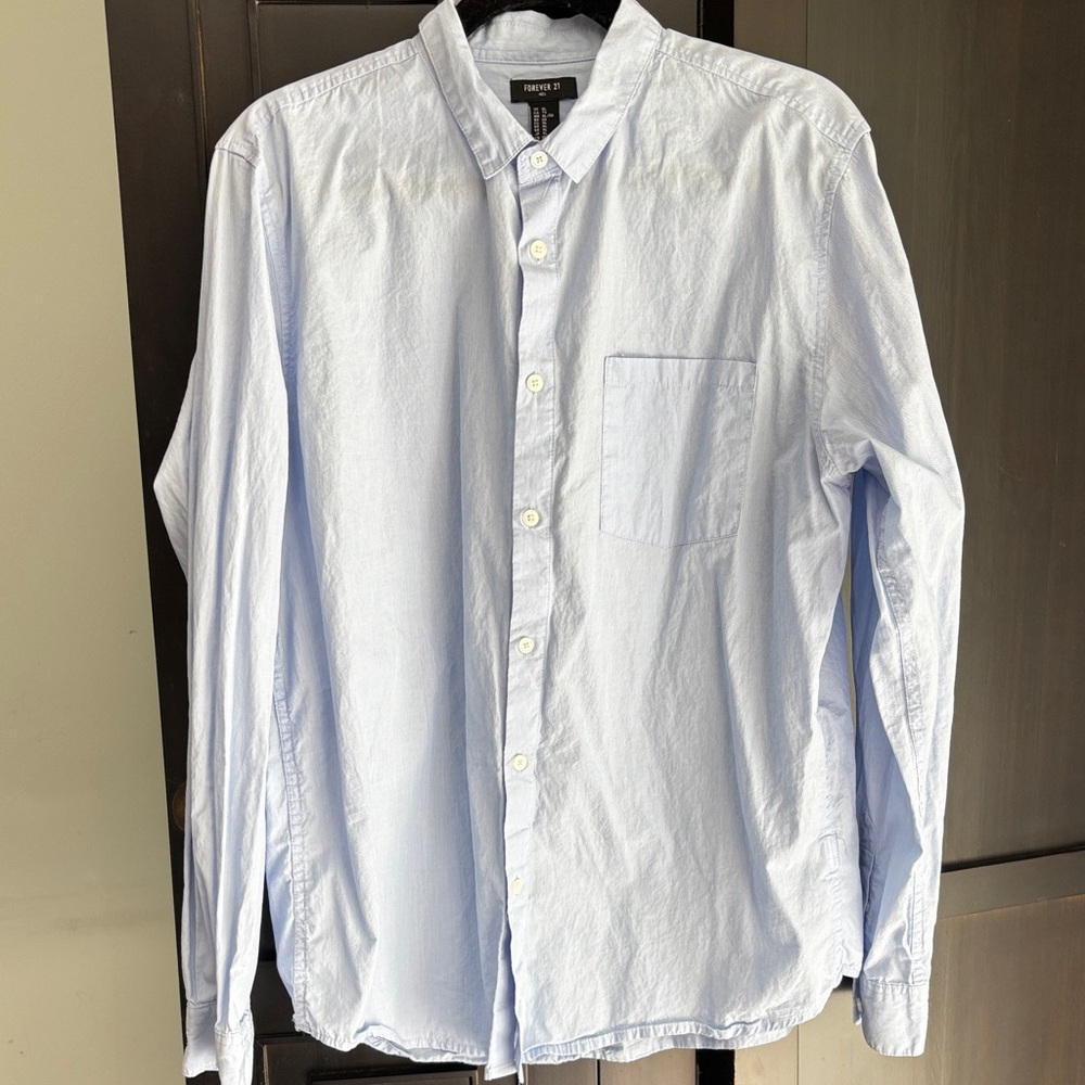 Forever 21 Men's Sky Blue Dress Shirt